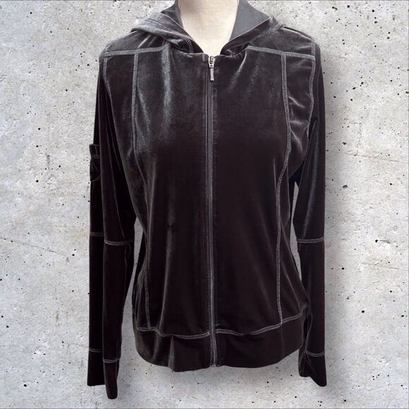 SNO SKINS Velvet Velour Full Zip Hoodie Jacket Women’s Large Black - Picture 1 of 10